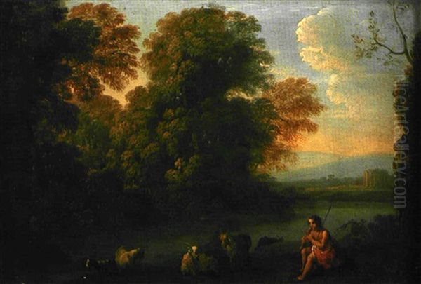 Berger Devant Un Riviere Oil Painting by Claude Lorrain (Claude Gellee)