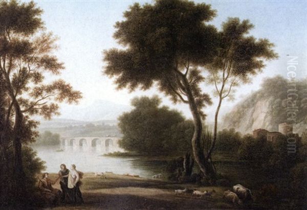 Arcadian Landscape With Figures Oil Painting by Claude Lorrain (Claude Gellee)