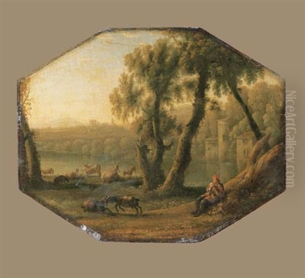 A Pastoral Landscape Oil Painting by Claude Lorrain (Claude Gellee)