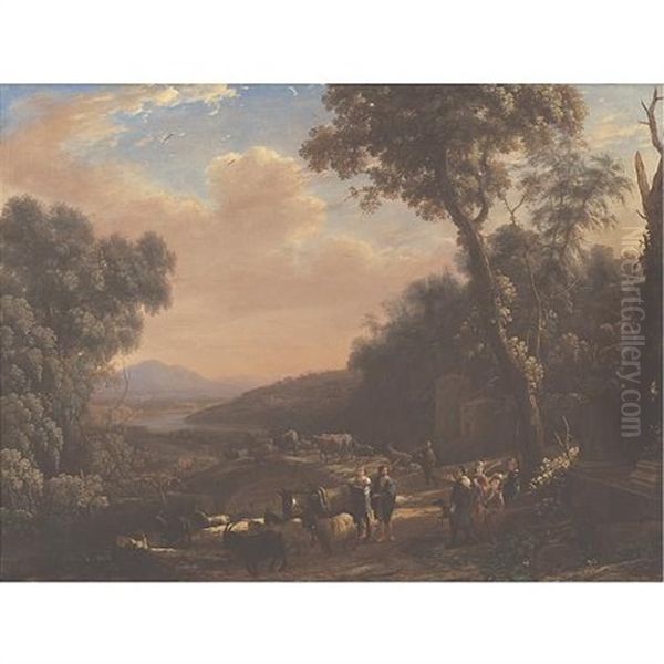 Pastoral Landscape With Huntsmen Oil Painting by Claude Lorrain (Claude Gellee)