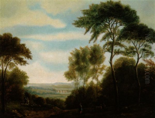 Blick Auf Die Milvische Brucke (pons Milvius) Vor Den Toren Roms Oil Painting by Claude Lorrain (Claude Gellee)