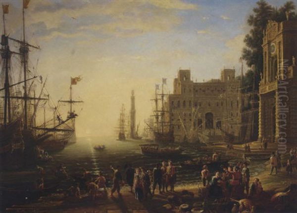 A Capriccio Of A Mediterranean Port With The Villa Medici Oil Painting by Claude Lorrain (Claude Gellee)