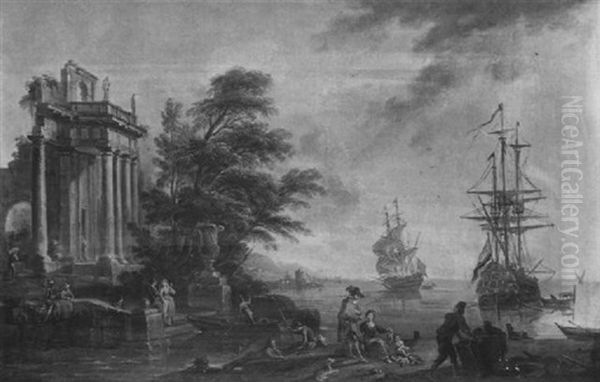 Sudlicher Seehafen Mit Ruinen Und Figurenstaffage Oil Painting by Claude Lorrain (Claude Gellee)