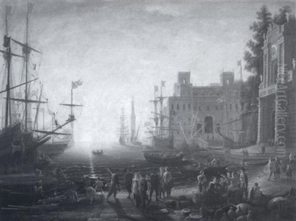 Port With Villa Medici Oil Painting by Claude Lorrain (Claude Gellee)