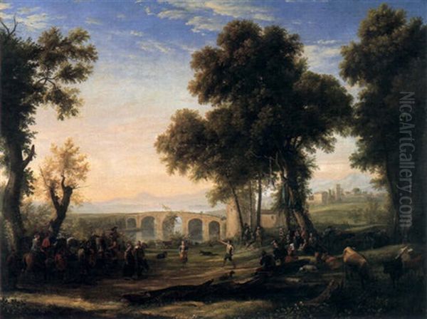 Fete Villageoise Oil Painting by Claude Lorrain (Claude Gellee)