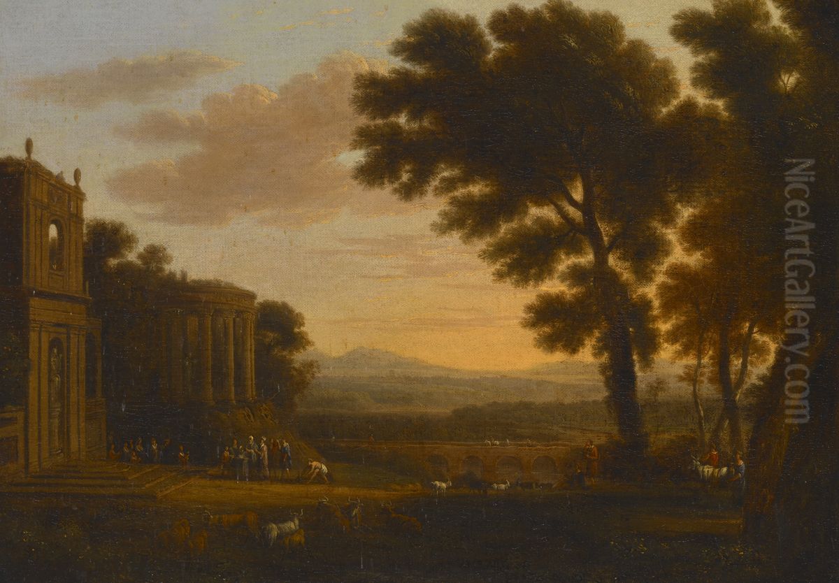 Landscape With The Father Of Psyche Sacrificing At The Milesian Temple Of Apollo Oil Painting by Claude Lorrain (Claude Gellee)