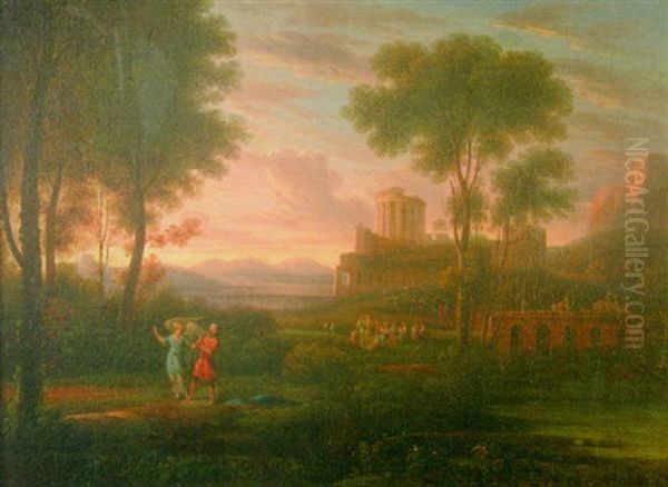An Angel Leading A Figure From The Ruins Oil Painting by Claude Lorrain (Claude Gellee)