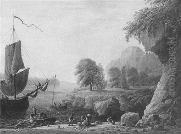 Ankommende Fischer Oil Painting by Claude Lorrain (Claude Gellee)