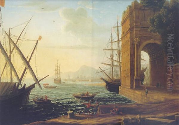 Seaport Oil Painting by Claude Lorrain (Claude Gellee)