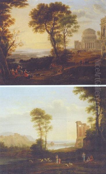A View Of Delphi With A Procession Oil Painting by Claude Lorrain (Claude Gellee)