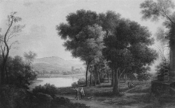 Flusslandschaft Mit Personenstaffage Oil Painting by Claude Lorrain (Claude Gellee)