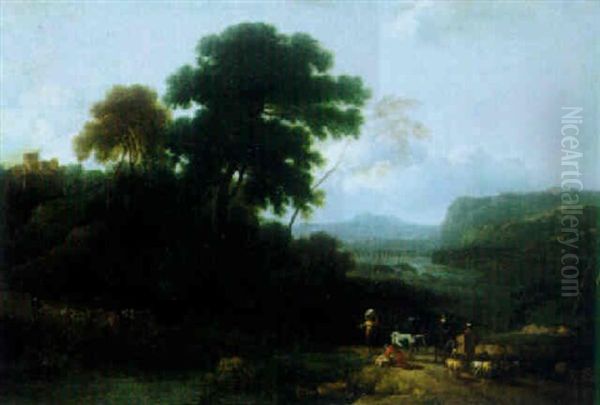 Classical Landscape With Herders Oil Painting by Claude Lorrain (Claude Gellee)