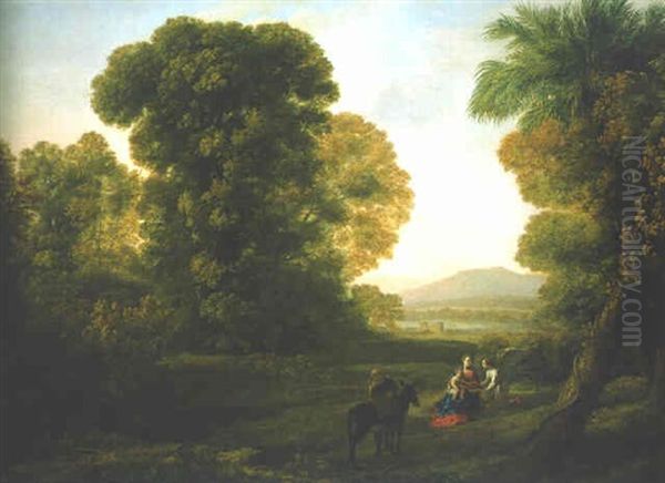 A Wooded Landscape With The Rest On The Flight To Egypt Oil Painting by Claude Lorrain (Claude Gellee)