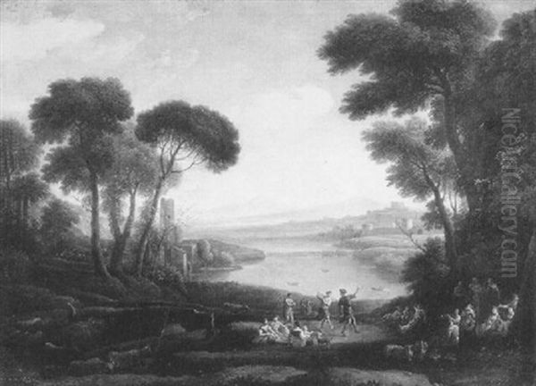 Landscape With Pastoral Figures Oil Painting by Claude Lorrain (Claude Gellee)