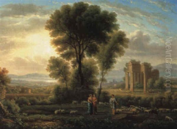Klassische Landschaft Mit Ruinen Und Figuren Oil Painting by Claude Lorrain (Claude Gellee)
