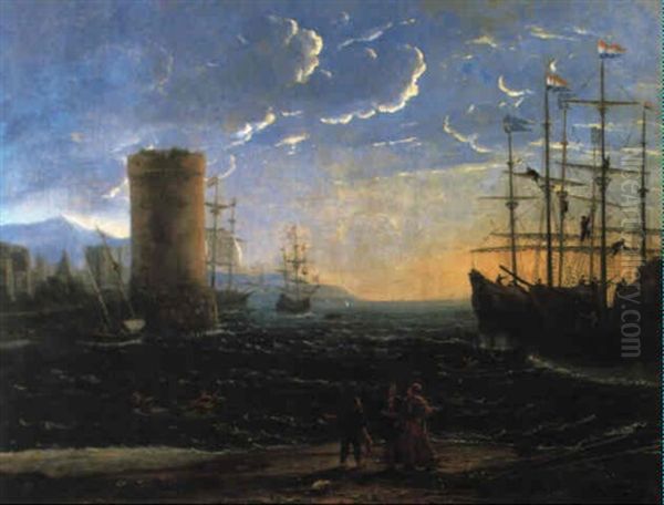 Hafen Bei Sonnenuntergang Oil Painting by Claude Lorrain (Claude Gellee)