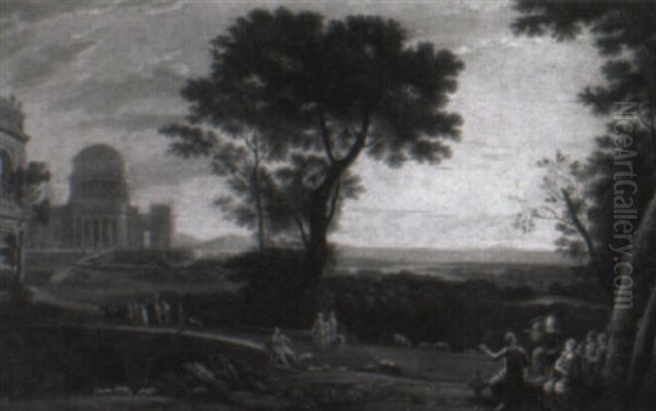 Arcadian Landscape With A Shepherd, Nymphs And Other Figures Oil Painting by Claude Lorrain (Claude Gellee)