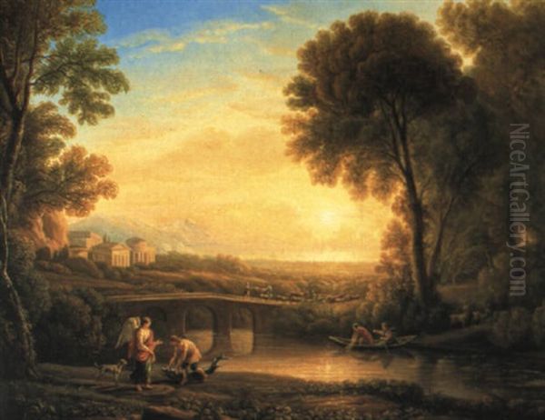 Ideale Landschaft Mit Tobias Und Dem Engel Oil Painting by Claude Lorrain (Claude Gellee)