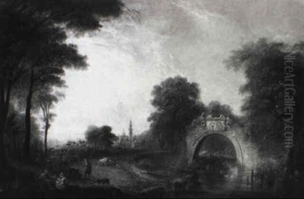 Ideale Landschaft Mit Figurlicher Staffage Oil Painting by Claude Lorrain (Claude Gellee)