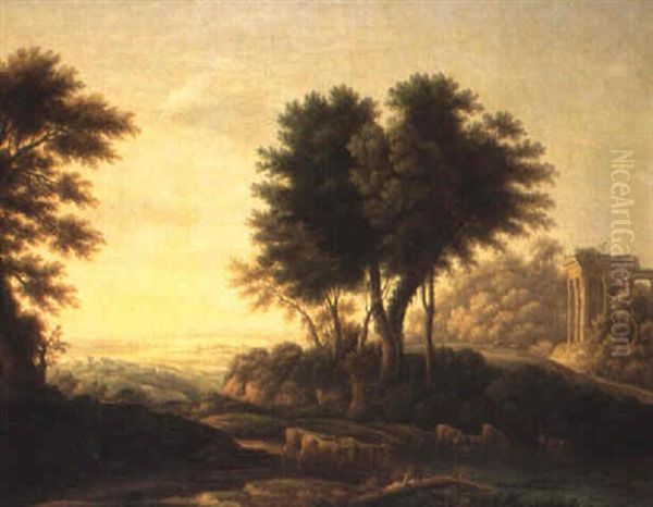 Ruinlandskap Oil Painting by Claude Lorrain (Claude Gellee)