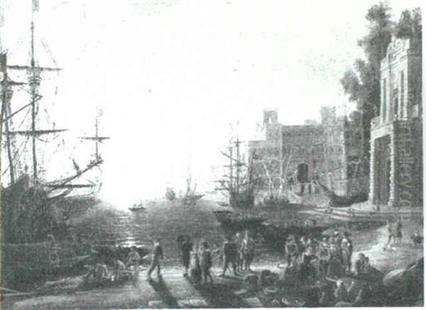 Harbor View Oil Painting by Claude Lorrain (Claude Gellee)