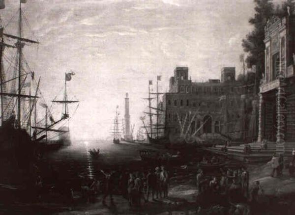 Scene De Port Anime De Nombreux Personnages Oil Painting by Claude Lorrain (Claude Gellee)