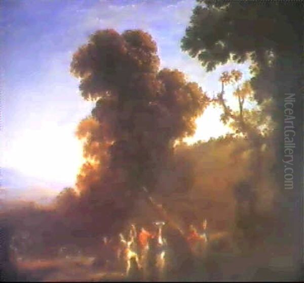 Landscape With Rustic Figures Oil Painting by Claude Lorrain (Claude Gellee)