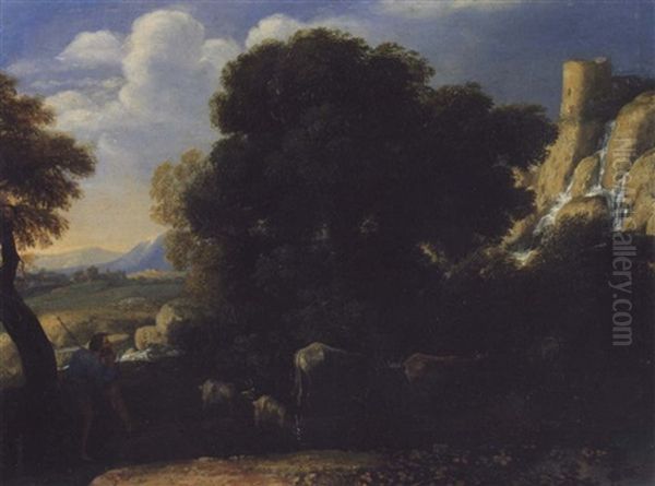 Un Paysage Pastoral Oil Painting by Claude Lorrain (Claude Gellee)