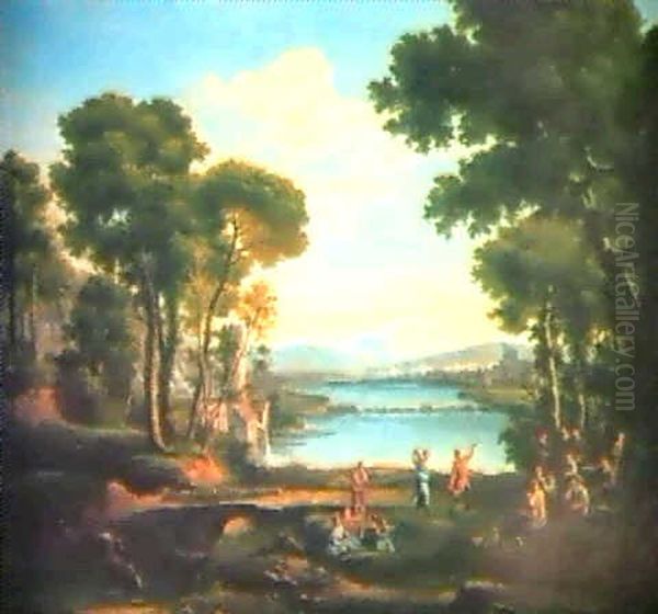 Waldlandschaft Mit Frohlicher Gesellschaft Oil Painting by Claude Lorrain (Claude Gellee)