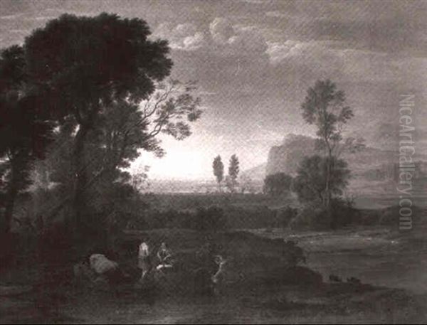 An Italianate River Landscape With The Flight Into Egypt Oil Painting by Claude Lorrain (Claude Gellee)