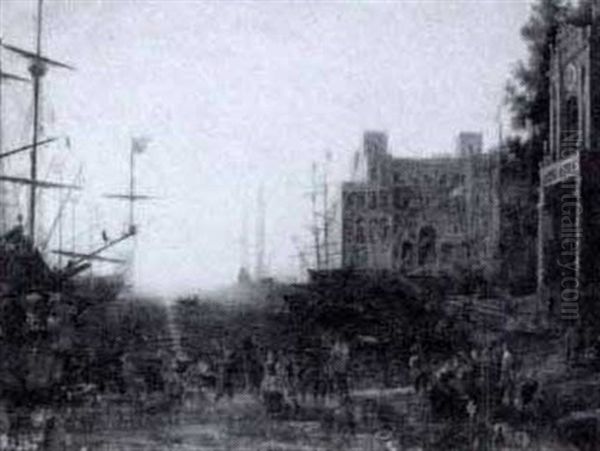 Harbor Scene Oil Painting by Claude Lorrain (Claude Gellee)