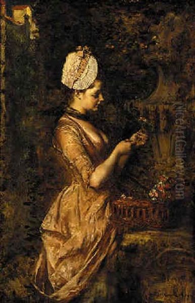 The Basket Of Flowers Oil Painting by Heinrich Lossow