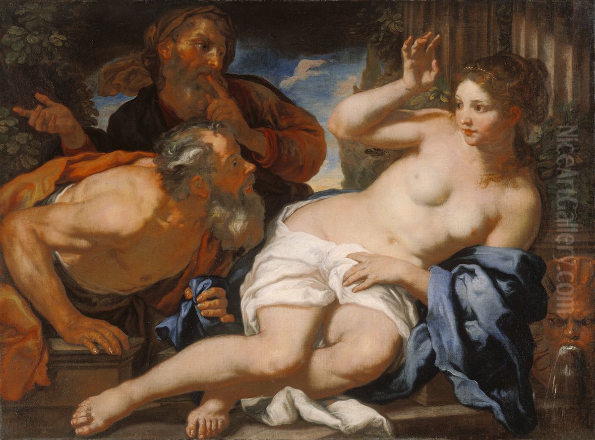 Susannah And The Elders Oil Painting by Johann Carl Loth
