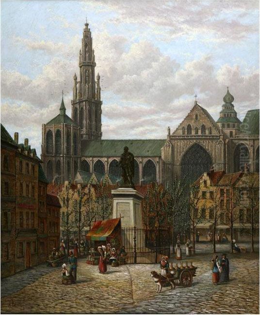 The Antwerp Cathedral Oil Painting by Alfred Bentley