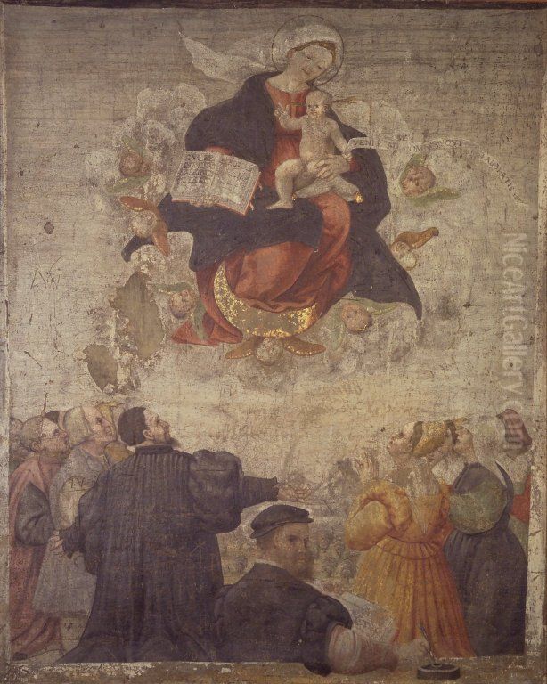 The Immaculate Conception With Worshippers Oil Painting by Lorenzo Lotto