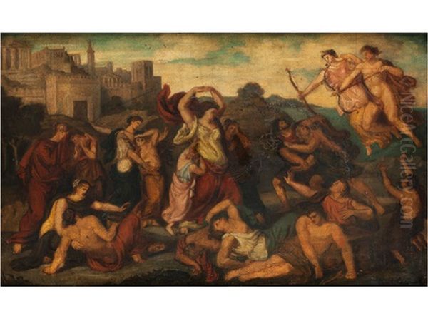 Niobe Sieht Die Ermordung Ihrer Kinder Oil Painting by Karoly Lotz