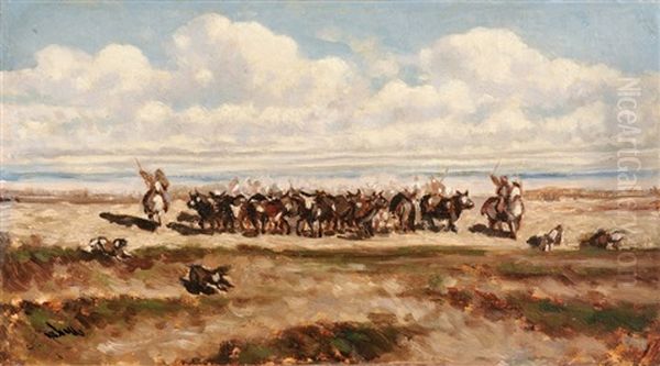 Manade En Camargue Oil Painting by Emile Loubon