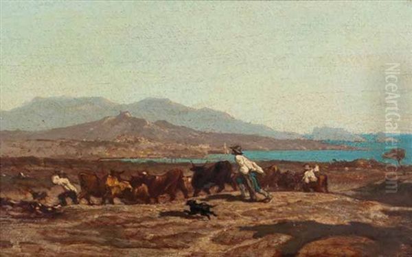 Vue De Marseille, Prise Des Aygalades, Un Jour De Marche (study) Oil Painting by Emile Loubon