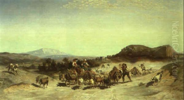 La Transhumance Avec Le Mont Sainte-victoire Oil Painting by Emile Loubon