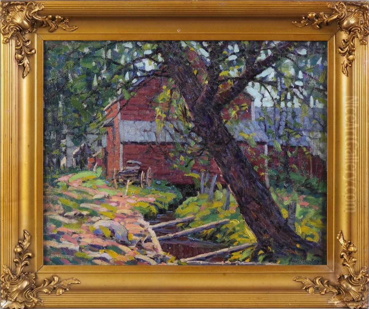Barn Scene Oil Painting by John William Bentley