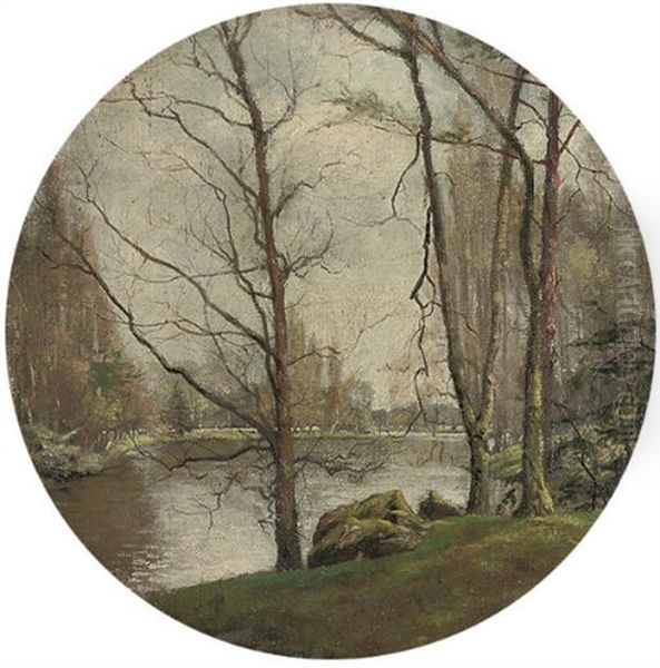 Bois De Boulogne Au Fond Du Lac Superieur Oil Painting by Paul Louchet