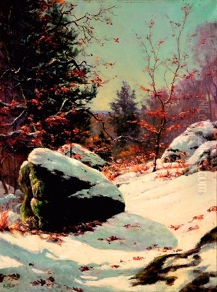 Foret Enneigee Oil Painting by Paul Louchet