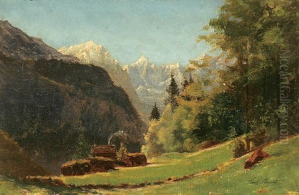 Alpine Landscape Oil Painting by Paul Louchet