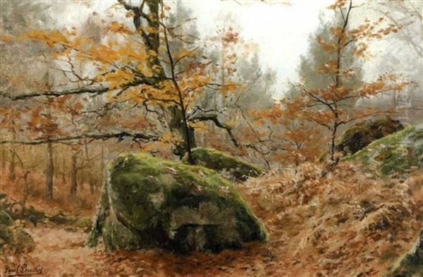 Rochers A Fontainebleau Oil Painting by Paul Louchet