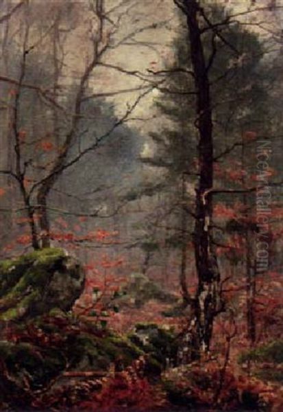 A Forest In Autumn Oil Painting by Paul Louchet
