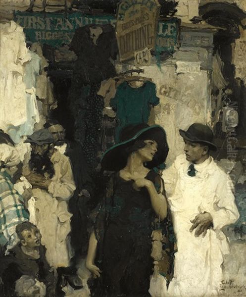 Third Avenue, Lower East Side Oil Painting by Walt S. Louderback