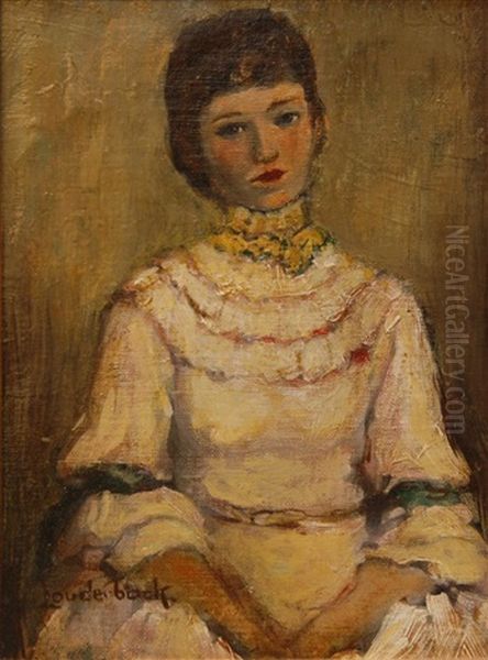 Portrait Of A Woman In White Dress Oil Painting by Walt S. Louderback