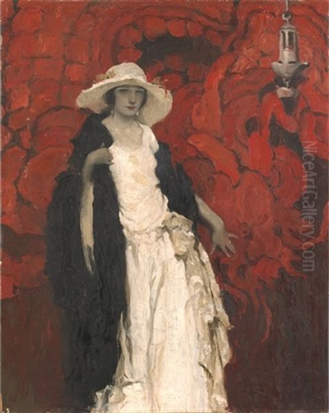 Portrait Of A Lady In White Oil Painting by Walt S. Louderback