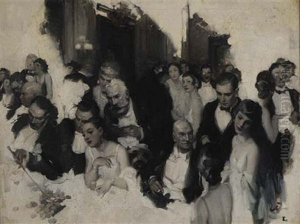 Monte Carlo Casino Scene Oil Painting by Walt S. Louderback