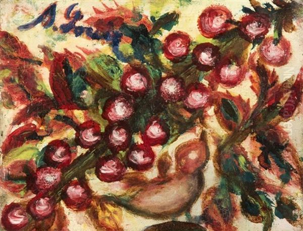 Oiseau Et Branche De Cerisiers Oil Painting by Seraphine De Senlis